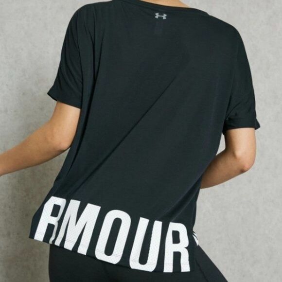 Under Armour Heatgear Women Black Short Sleeve Top Shirt size XL - Picture 3 of 10